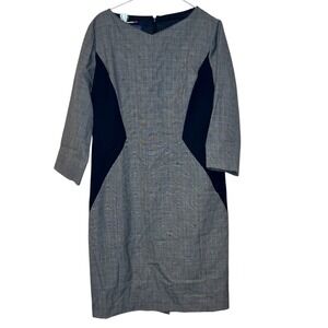 Pendleton Women's Dress 100% Wool Houndstooth Plaid Slimming Sheath Gray Size 8